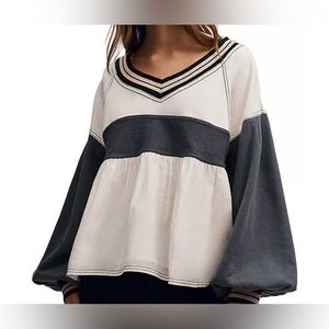 Anthropologie Pilcro Knit Reworked Long-Sleeve Babydoll Top sz XS